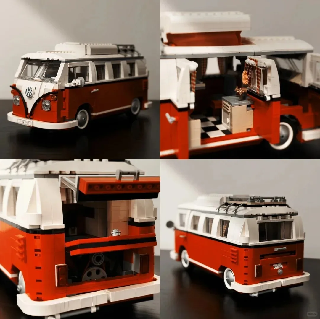 MINISO 2025 جديد 10220 التقنية T1 شاحنة التخييم حافلة سيارة MOC مركبة اللبنات 1332 قطعة لعب للأطفال هدايا عيد الميلاد