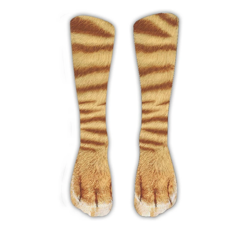 5 Pairs Pack 3D Animal Paw Knee-high Socks Thermal Transfer Cartoon Claw Print Socks Simulated Funny Socks for Adult & Children