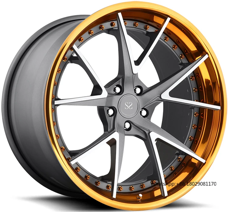 

For Jaguar F-Type 5x108 3-PC Sport Forged Alloy Rims 20 21 22 inches Golden Lip