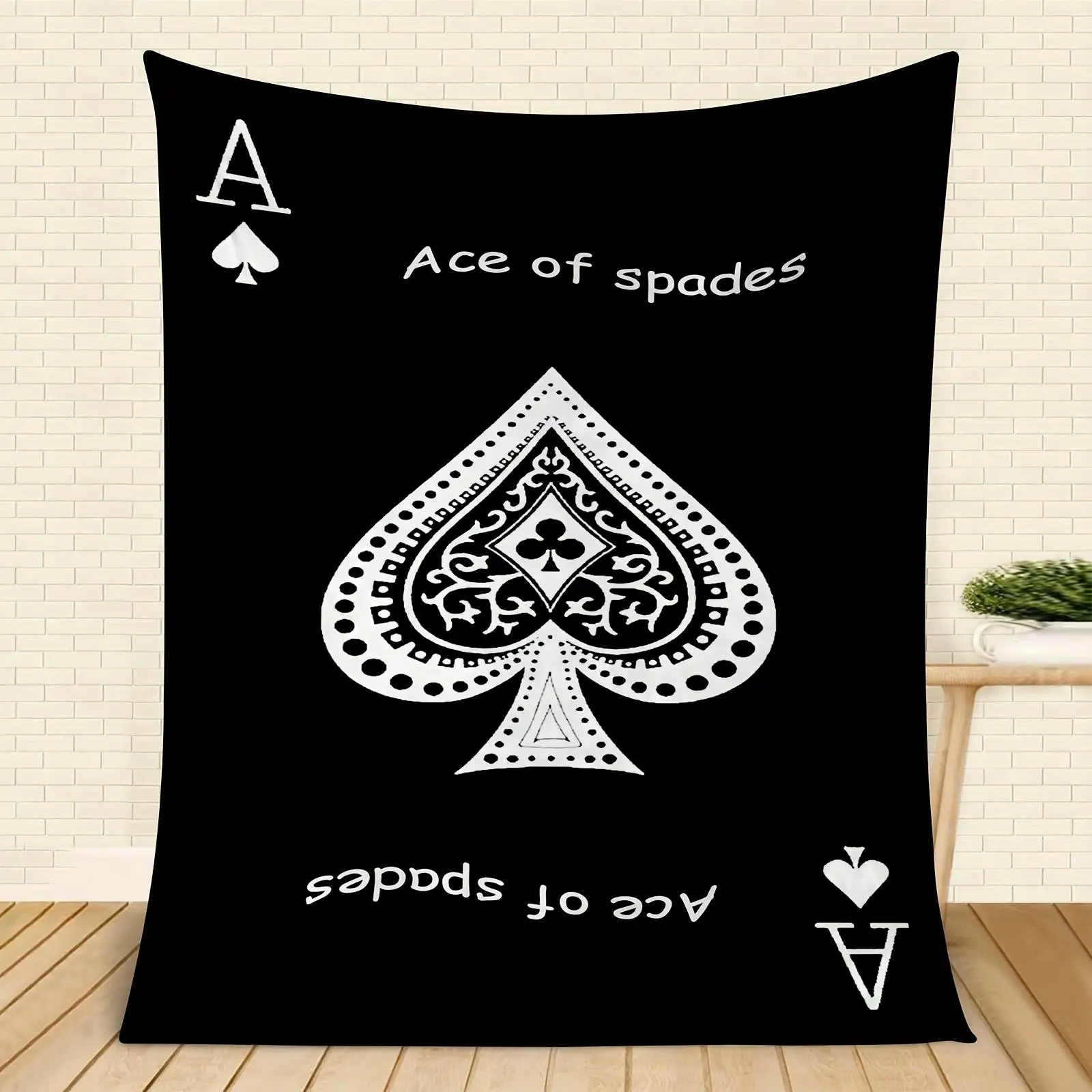 Spade King Playing Card Flannel printed blanket suitable for all seasons suitable for living room office sofa and travel