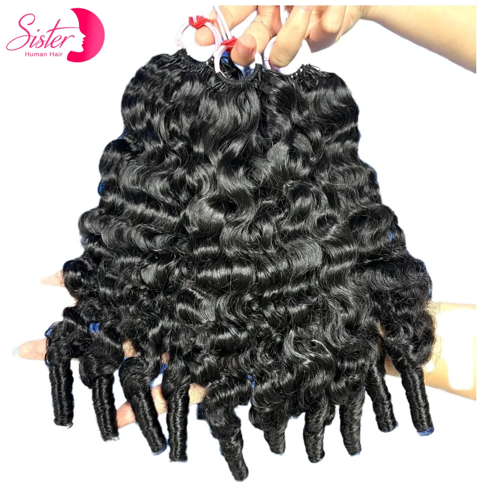 Natural Burmese Curly Crochet Human Hair Extensions 100g/ Pack Knotless Pre-Separated Feather Crochet Hair for Black Women