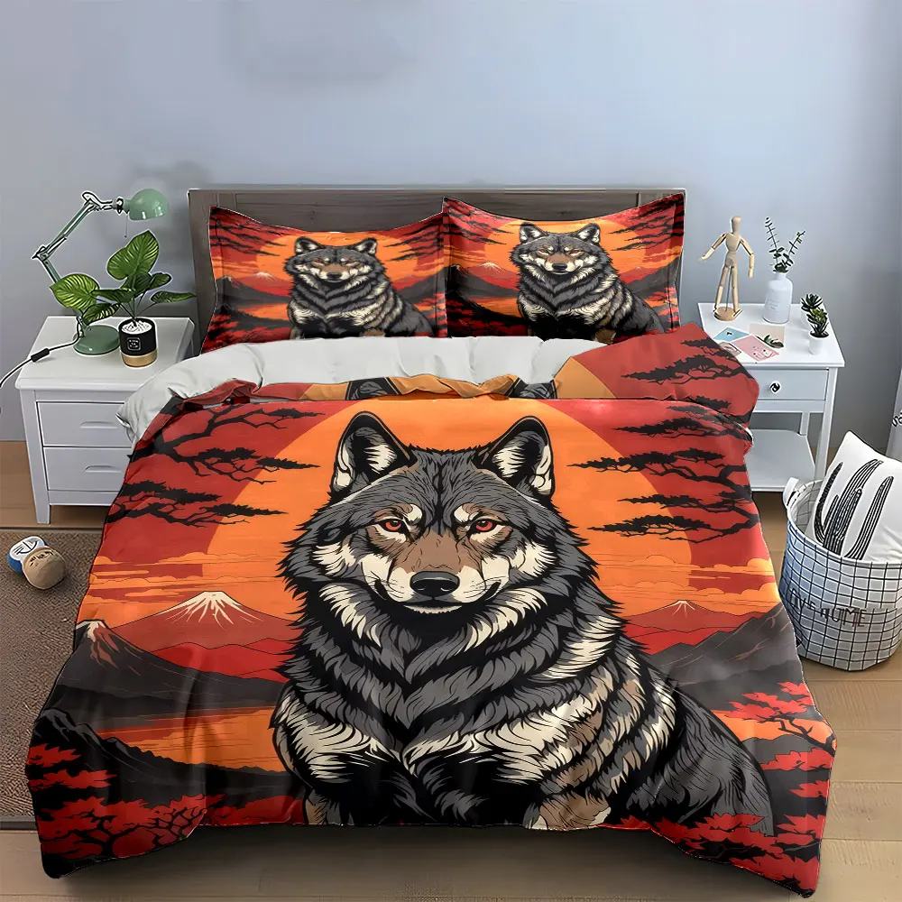 

"Forest Wolf Art Decor Set" Bedding Set with 1 Duvet Cover 2 Pillowcases Single Double King Queen, Gift