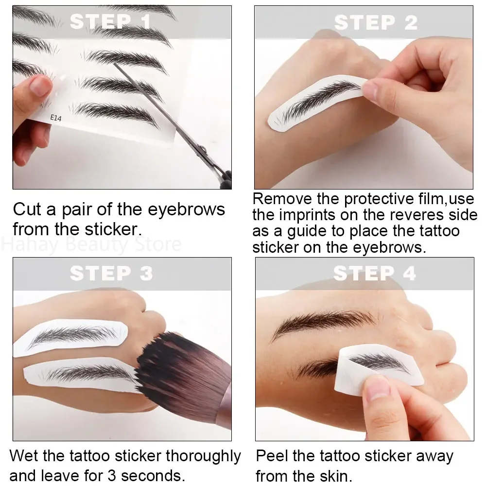 4D Eyebrow Tattoo Stickers Hair Like Waterproof Eyebrow Tattoos Long Lasting Natural Fake Eyebrows Cosmetics Permanent Eyebrows