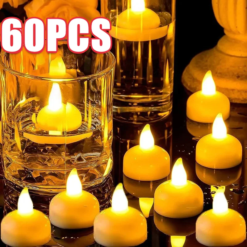 Velas de agua flotantes sin llama, luz LED parpadeante, Lámpara electrónica romántica para boda, fiesta, bañera, piscina, Velas Decorativas