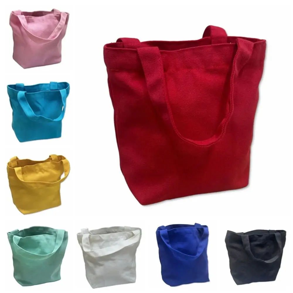 Lightweight Cotton Canvas Handbag Reusable Handheld Tote Bag Washable Mini Shopping Bag Shopping