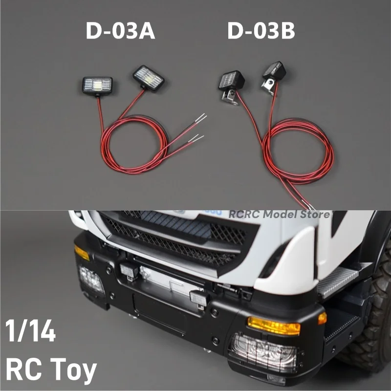 

1/14 RC светодиодный прямоугольный прожектор для Tamiya LESU 1/14 RC тягач самосвал FH16 770S ACTROS гусеничный детали аксессуары