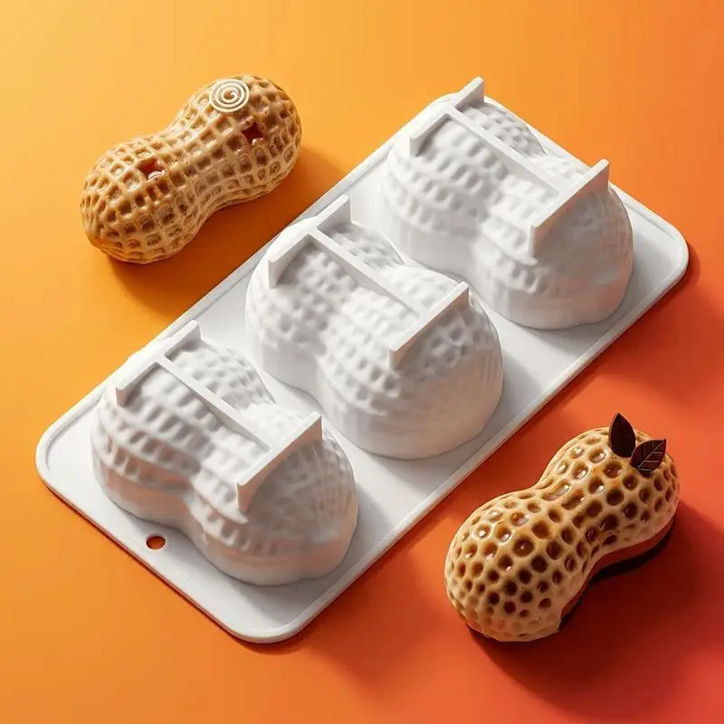 3-Cell Peanut Design Food Grade Mould Silicone Chocolate Mold Kitchen Dessert Bakeware Pastry Tools