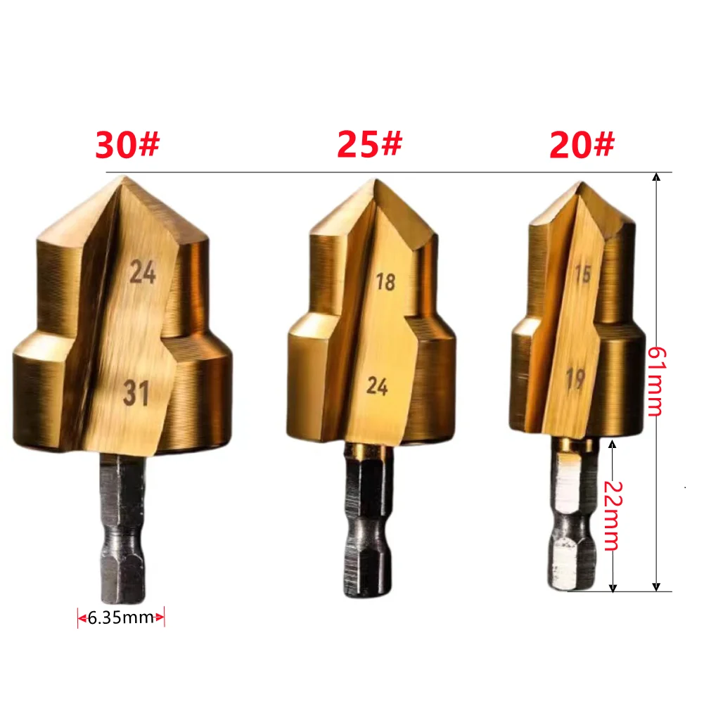 Outil de connexion de tuyau d'eau à tige hexagonale, levage PPR, foret étagé, processus ouvert complet, 20mm, 25mm, 32mm