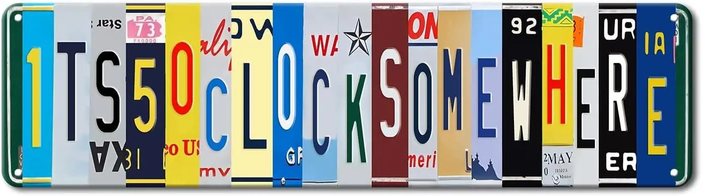 

Five O Clock Somewhere Retro Metal Tin Sign For Bar Pub Club Cafe Restaurant Home Kitchen Outdoor Indoor 16 x 4 Inches Funny Kit