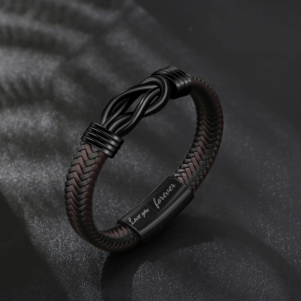 Men Leather Bracelets Birthday Gifts for Dad New Dad Daddy to Be Brother Boys Men Him on Christmas Valentines Day Father\'s Day