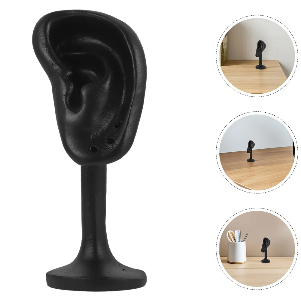 

2Pcs Simulated Ear Mold Earring Display Stand Resin Human Ear Organizer Jewelry Rack Black for Live Streaming Show