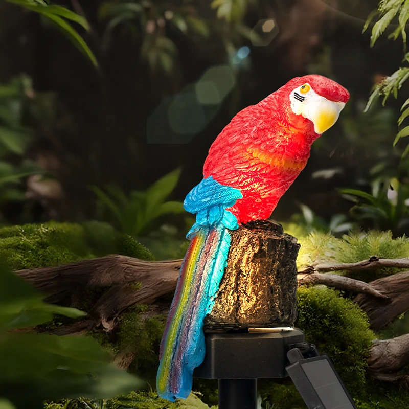 Solar-Powered Outdoor Led Resin Parrot Lamp for Garden and Courtyard Animal Landscape Decoration