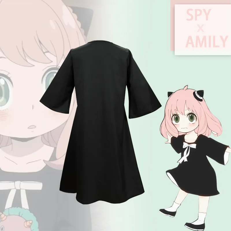 Spy x Family Anya Forger Cosplay Costume Black Dress Girls Halloween Carnival Costumes