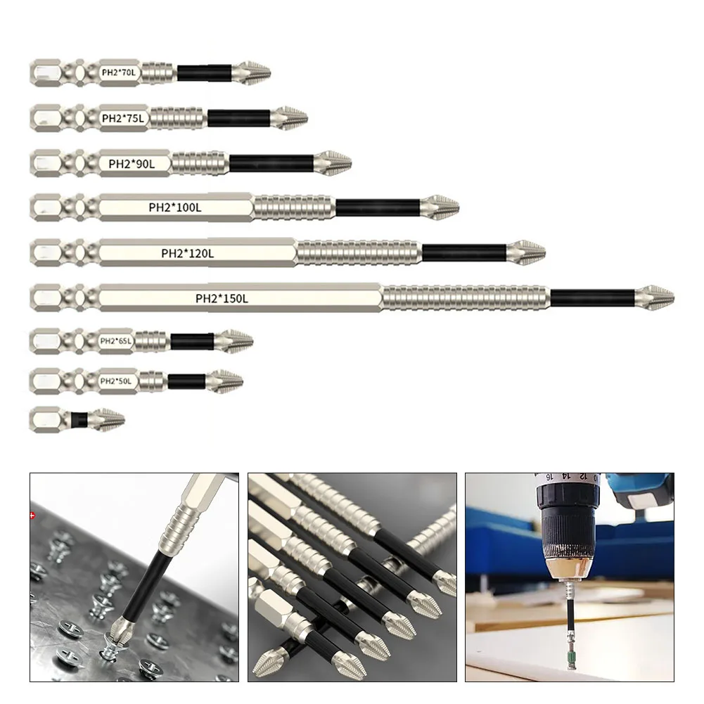 

K5 Anti-slip Shockproof Drill Screwdriver Bit High Hardness Strong Magnetic 25/50/65/70/90/150mm Ph2 Screwdriver Set