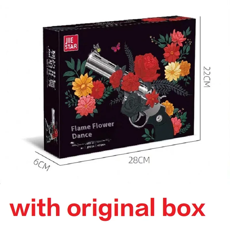 

Original Box IN STOCK JJ9218 Crafted Rose revolver Model Ornament Builing Blocks Puzzle Gun Brick Children Toy Christmas Gift