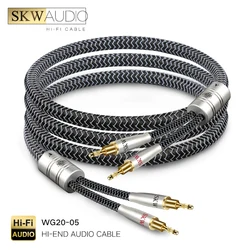 SKW 1 Pair HIFI Silver Plated Copper Speaker Cable Speaker Wire for Amplifier Hi-fi Systems Y & Banana Plug Upgraded WG20-05