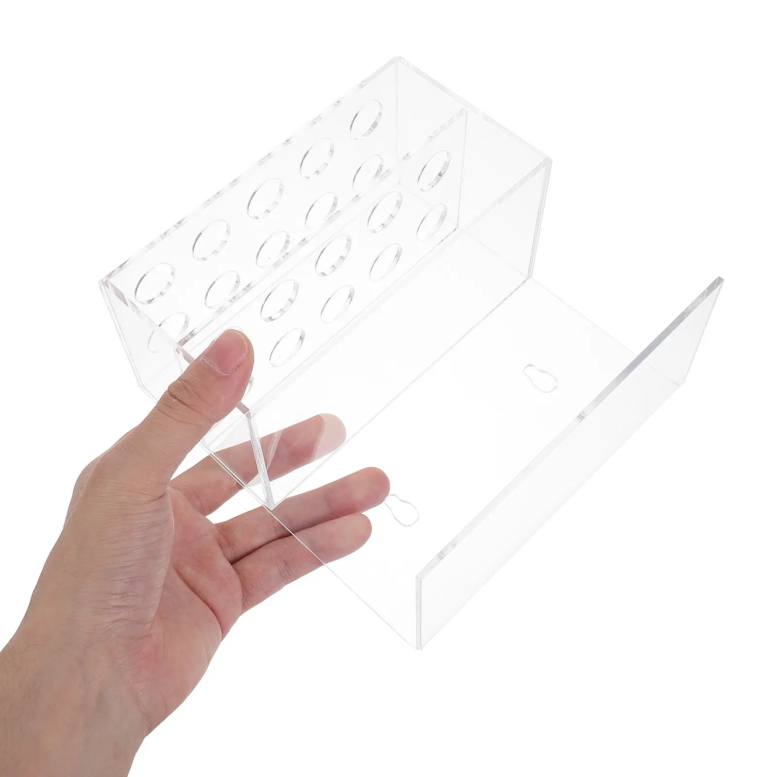 Double Layer Clear Acrylic Wall Mounted Pen Holder Pencil Cup Large Capacity Desk Organizer Marker Storage Art Supplies Storage