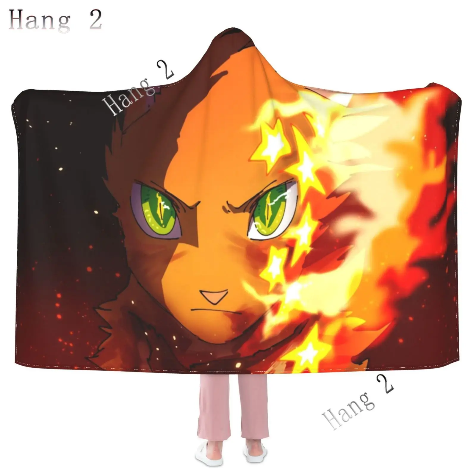 Warriors Cats Hoodie Blanket Wearable Throw Blankets for Couch Blanket Hooded for Kids Teens Men Women All Season