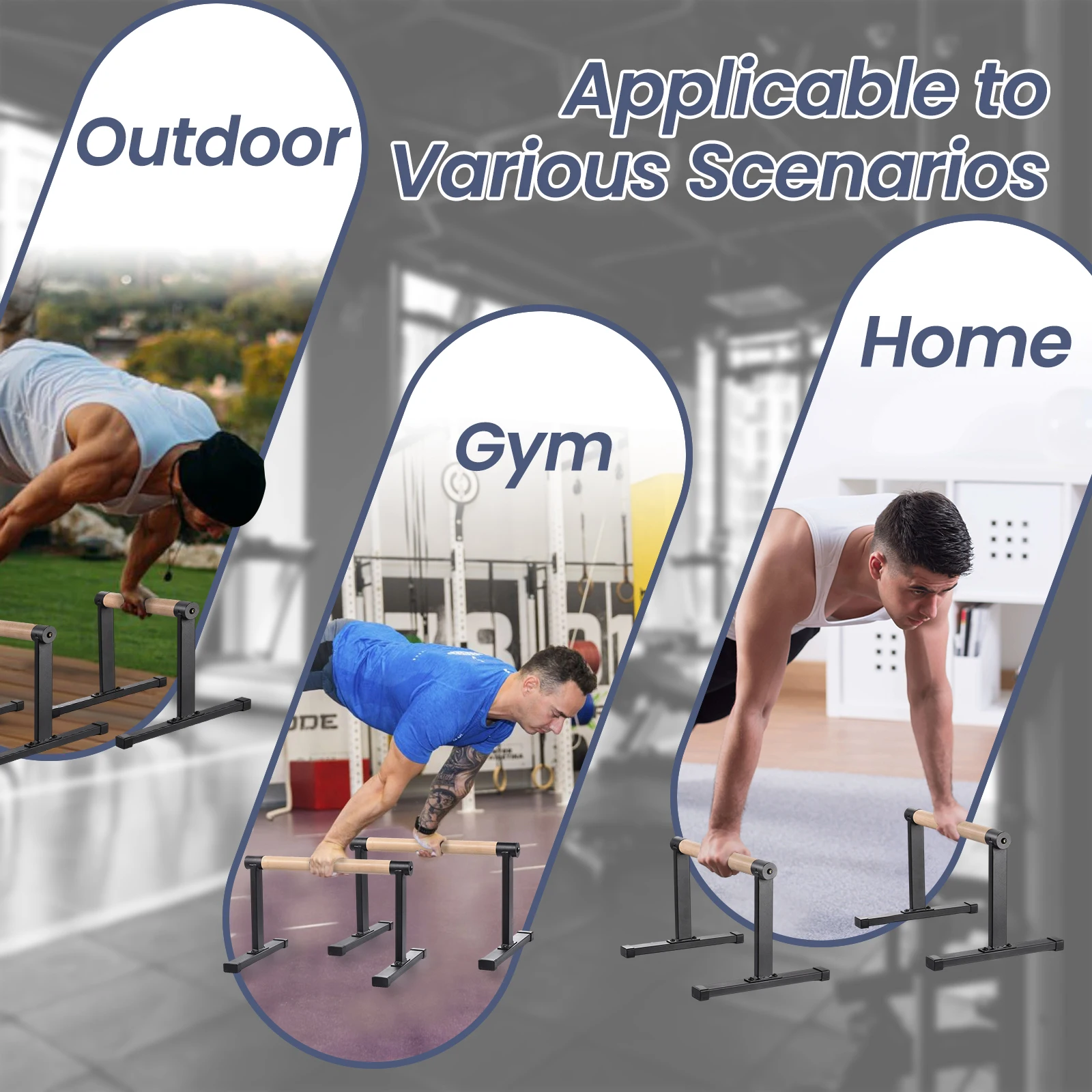 2 Stück Liegestützgriffe, Holz-Liegestützstangen für Calisthenics-Krafttraining, Liegestützgriffe aus massivem Holz mit Metallrahmen, hochbelastbare Stützen, 200 kg Tragkraft, ergonomischer Griff, Heimfitnessgerät für Bodenübungen. – Detail 9