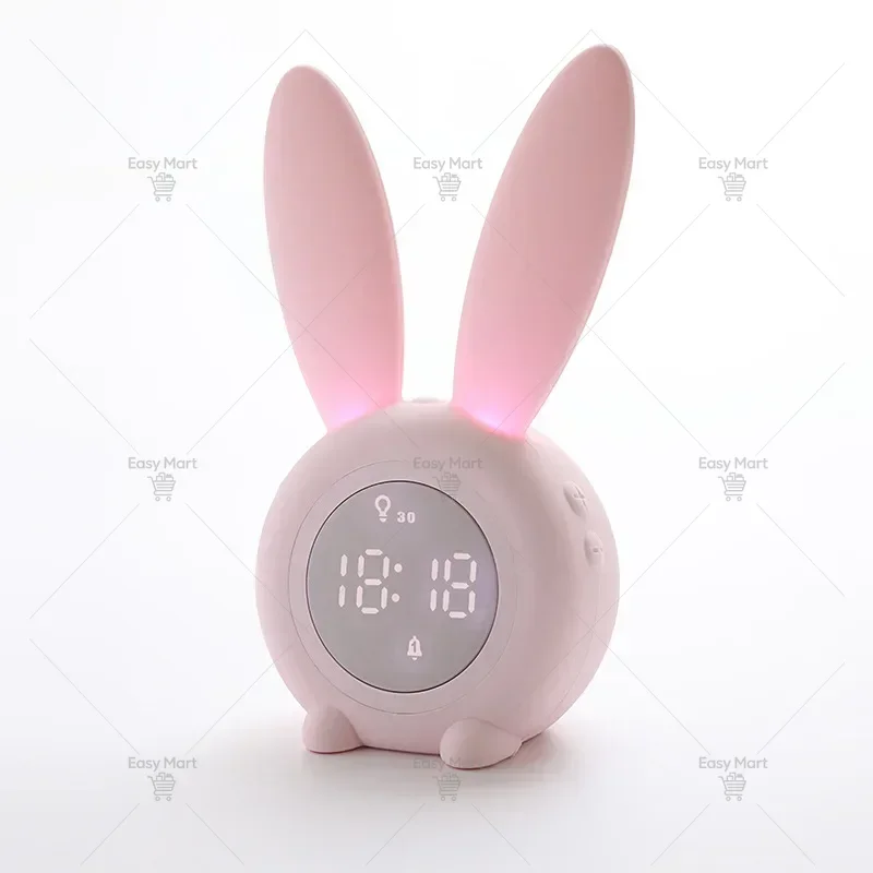 Cartoon Cute Rabbit Timer Alarm Clock Night Light Intelligent Sensor LED Night Light Charging Student Silent Alarm Clock