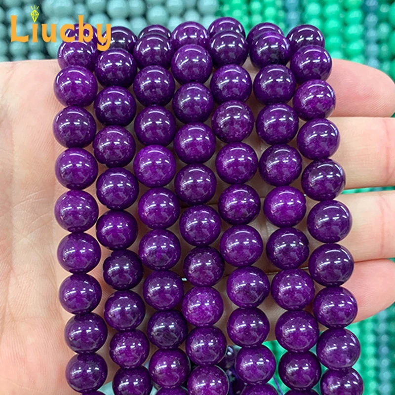 

For Jewelry Making Natural Stone Dark Purple jade Beads DIY Hoop earrings retro Crafts decoration headwear 15"Strand 6/8/10/12mm