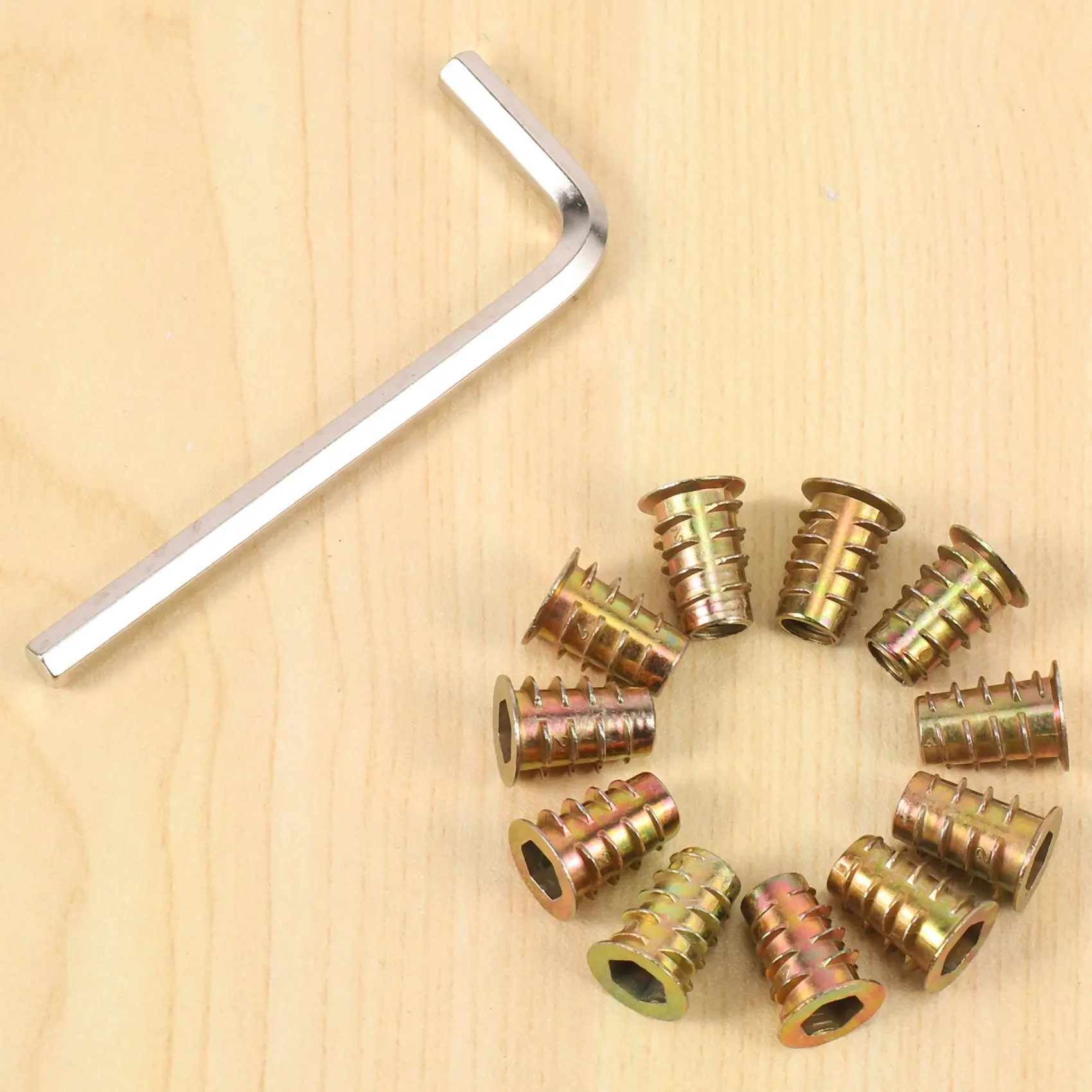 ABNM 100Pcs M6 X 15Mm Furniture Screw In Nut Threaded Wood Inserts Bolt Fastener Connector Hex Socket Drive