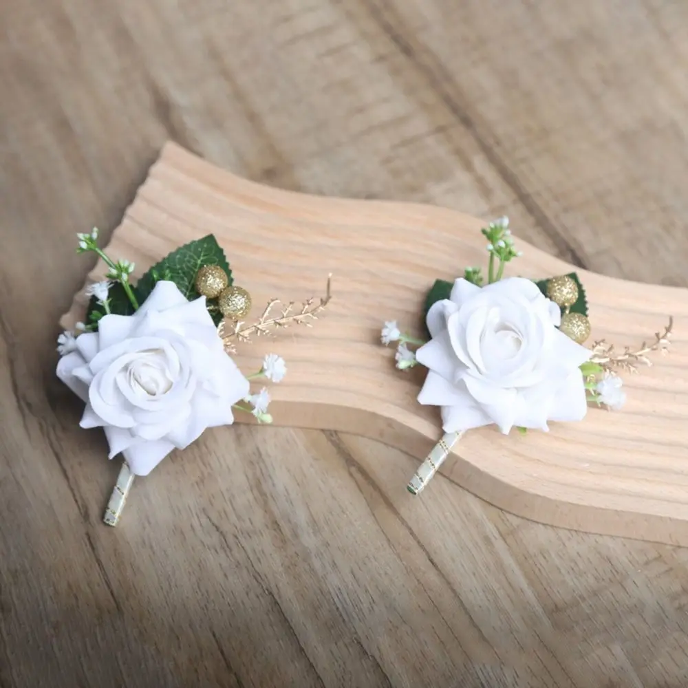 Simple Groom Rose Boutonniere Fashion Romantic Wedding Suit Corsage Delicate Artificial Flower Wedding Accessories Groomsmen