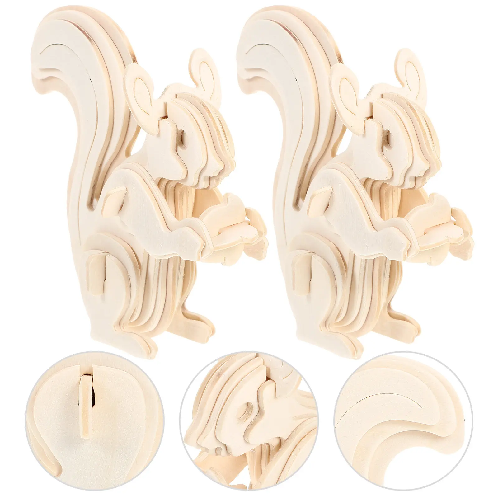 

2Pcs Wooden Animal Puzzle Jigsaw DIY Assemble 3D Creative Wild Animals Educational Puzzle for Children Parent Interaction