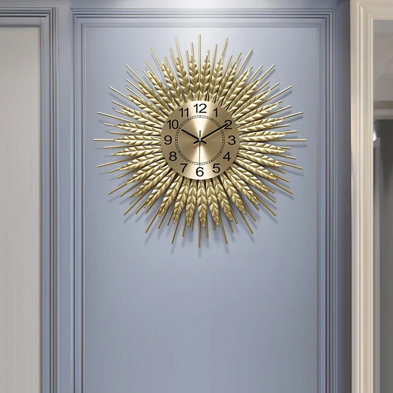 ساعة حائط حديدية أمريكية ديكور فاخر صامت لغرفة المعيشة بهو غرفة الطعام ديكور منزلي حديث فن جداري معدني أنيق