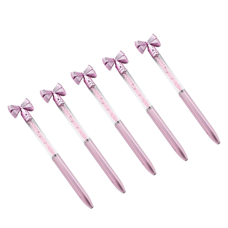 5Pcs Crystal Bead Ballpoint Pen Bow Ballpoint Pen Pen Smooth to Write Guest Sign In Pen for Hotel Reception