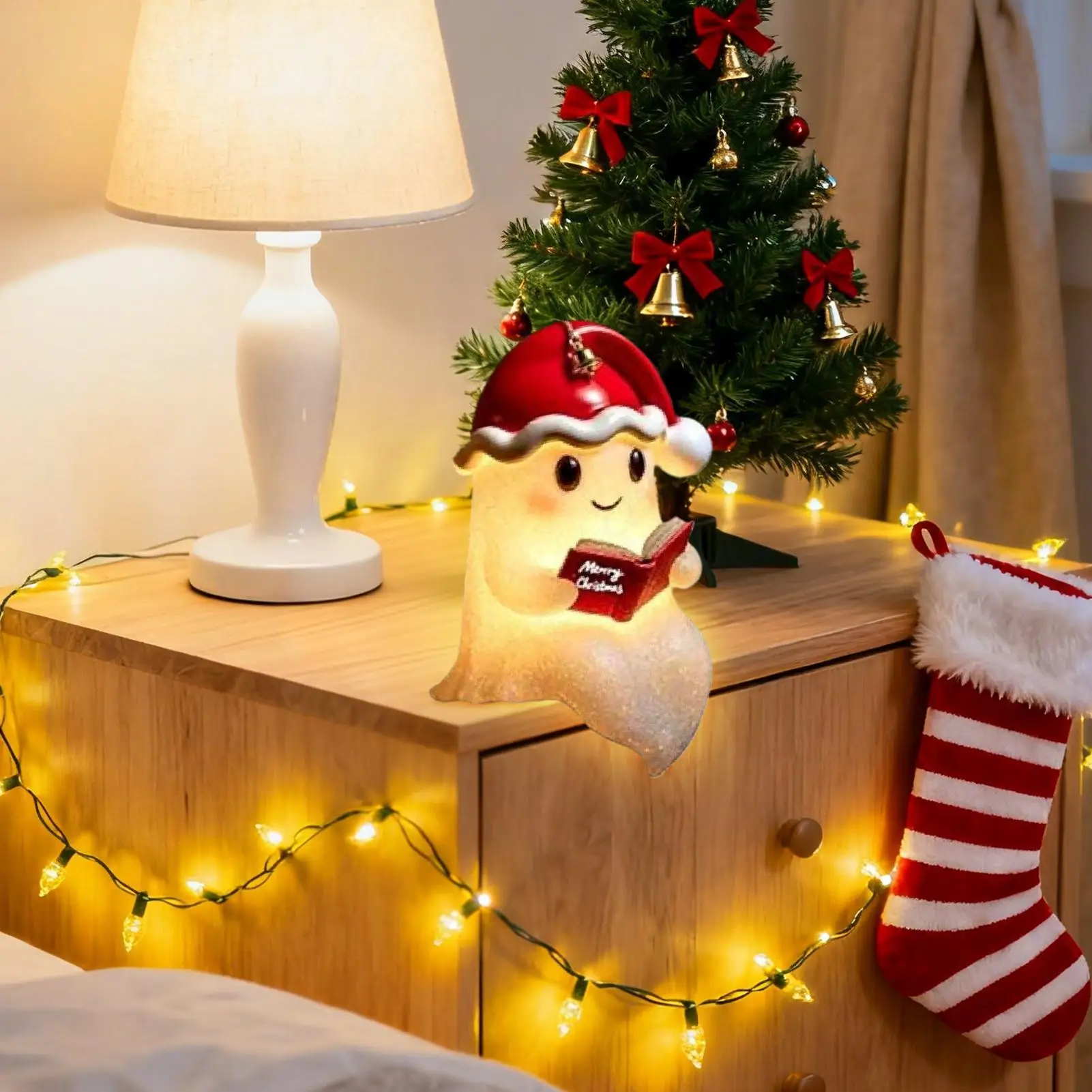 ゴースト読書ブックランプ不気味なテーブル装飾ハロウィンゴーストナイトライトホラーデスクトップオーナメントクリスマスledランプキッチン用