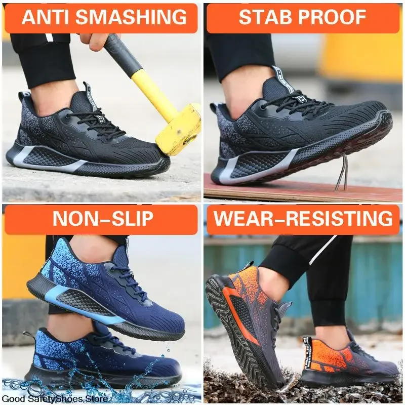 Fashion Safety Shoes Men Boots Puncture Proof Work Shoes Sneakers Steel Toe Shoes Male Work Boots Construction Work Footwear