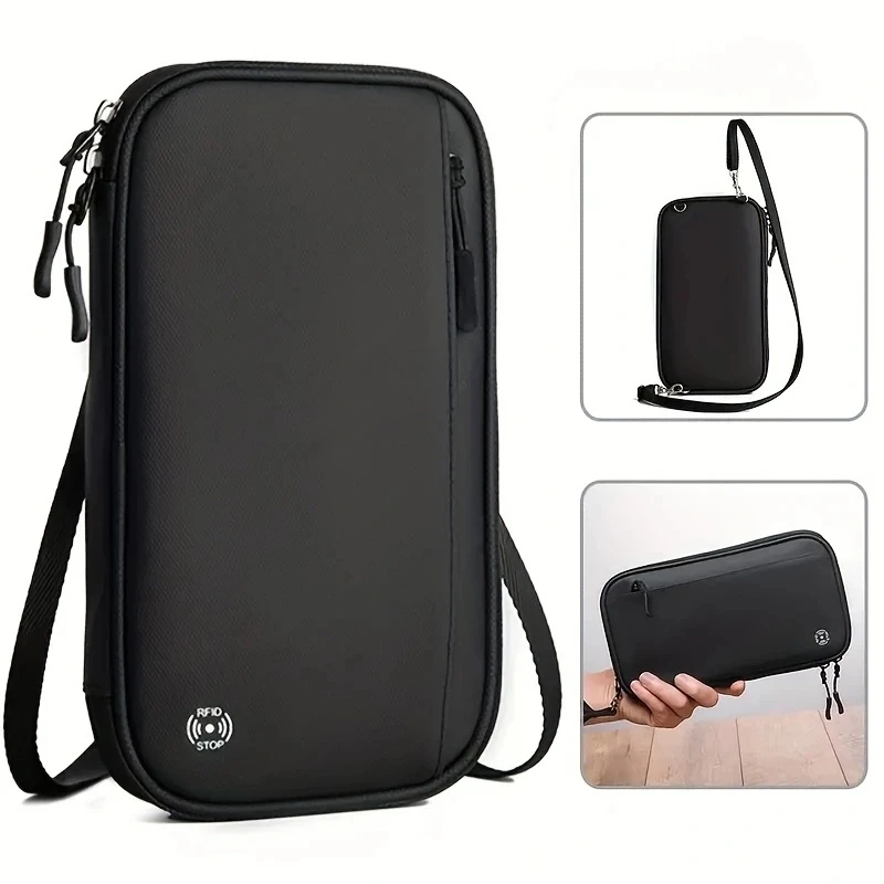 Travel Wallet Passport Card Holder Crossbody Shoulder Organizer Bag Abroad Ticket Document Protection Cover Hanging Neck Pouch