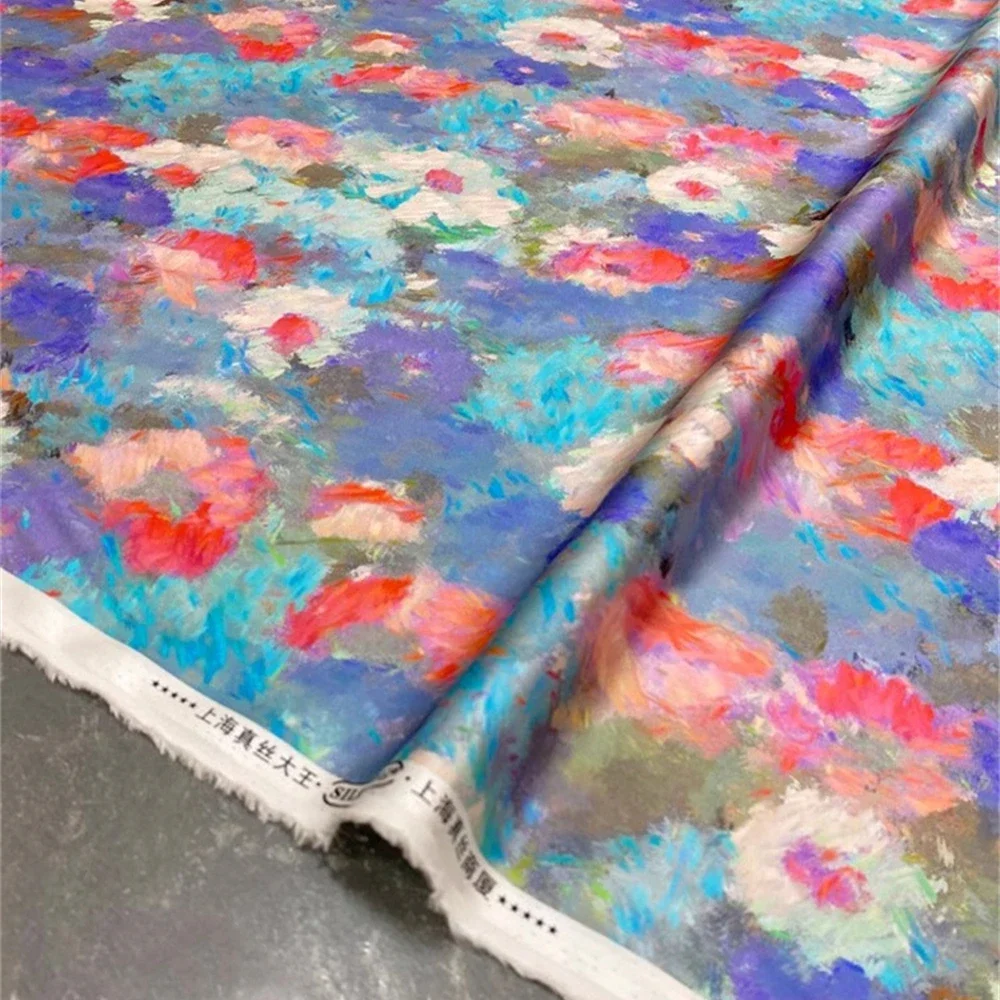 Designer Brand Silk Fabric Fashion Picasso Oil Painting Tie Dye Hazy Style Dress High-quality Sewing Clothing Div Fabric Saree