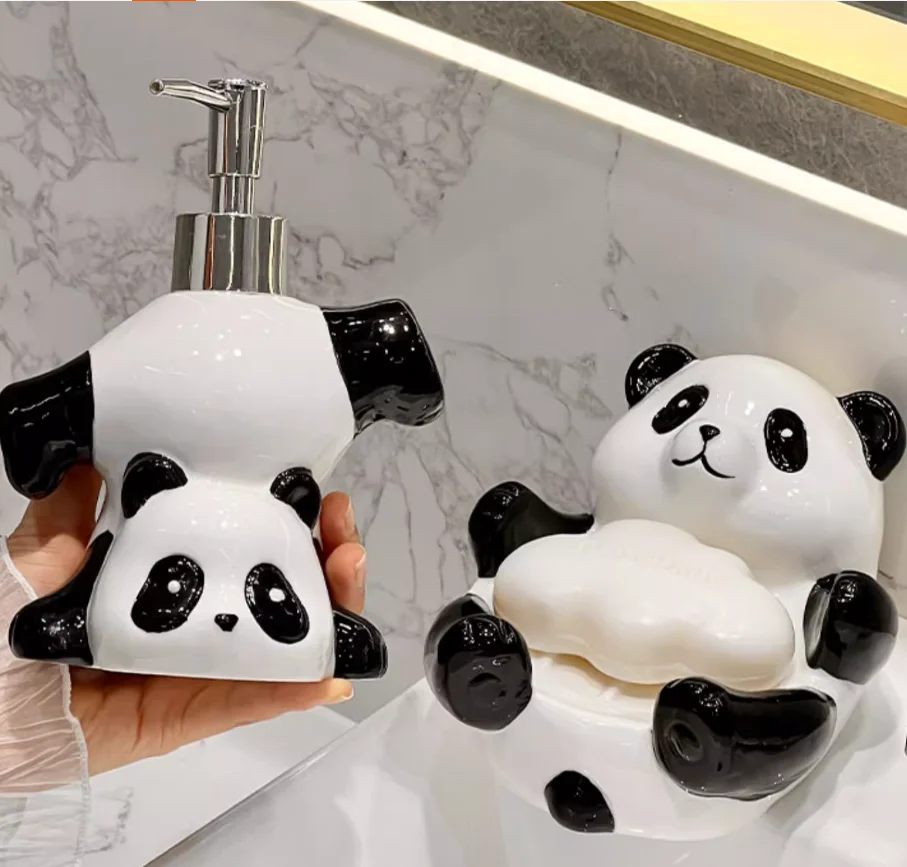 Cute Panda Ceramic soap dispenser, bathroom accessories, Dual