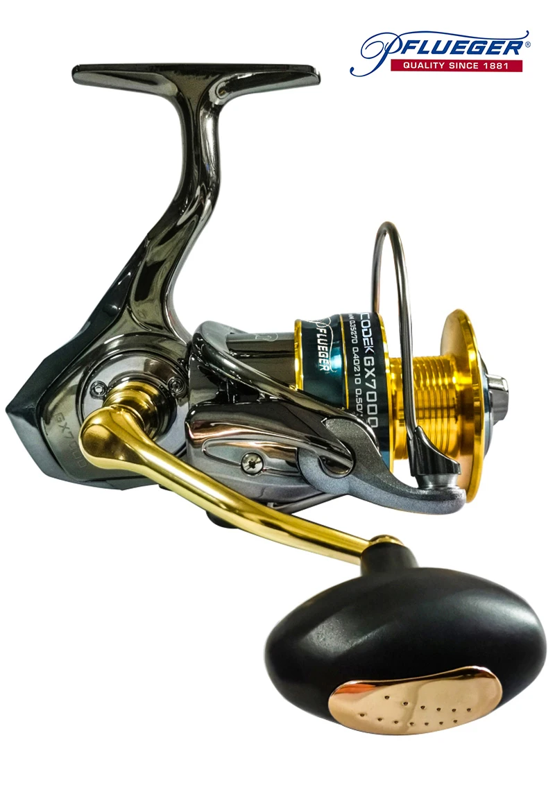 Pflueger Vollmetall-Spinnrolle mit Maximaler Bremskraft von 25kg, Aluminium-Salzwasser-Spinnrolle – Detail 5