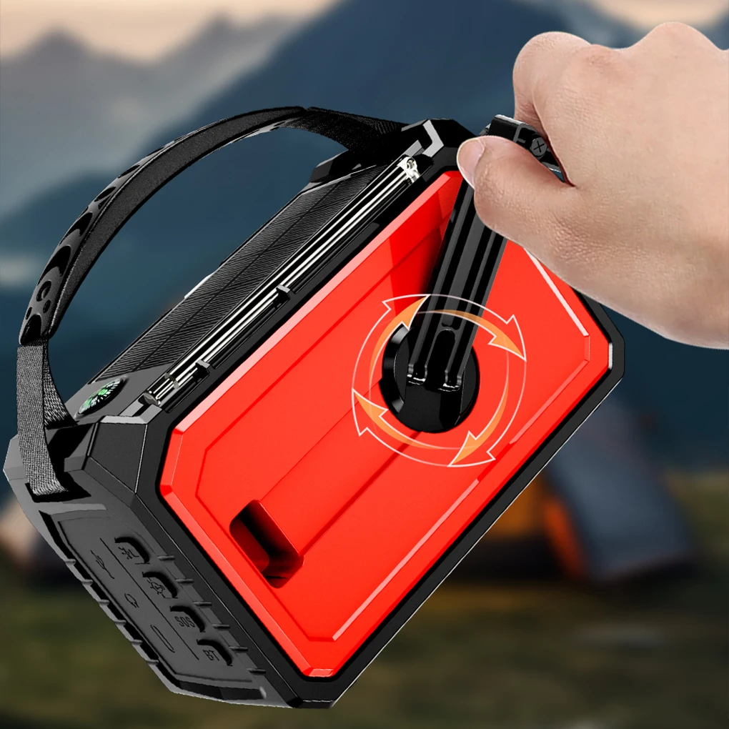 16000mAh AM/FM/WB NOAA راديو الطقس في حالات الطوارئ كرنك اليد الشمسية نوع-C شحن بقاء راديو SOS إنذار لحالات الطوارئ في الهواء الطلق