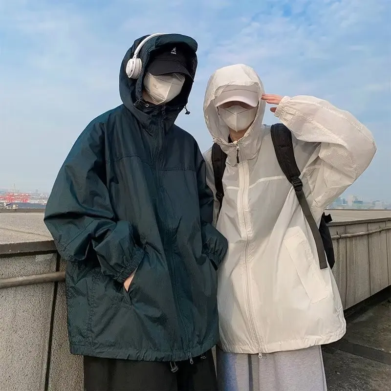 

Men's Summer Lightweight Outdoor Breathable Hooded Sun Protection Jaet Teenage Outerwear American Trendy Brand Loose Fit