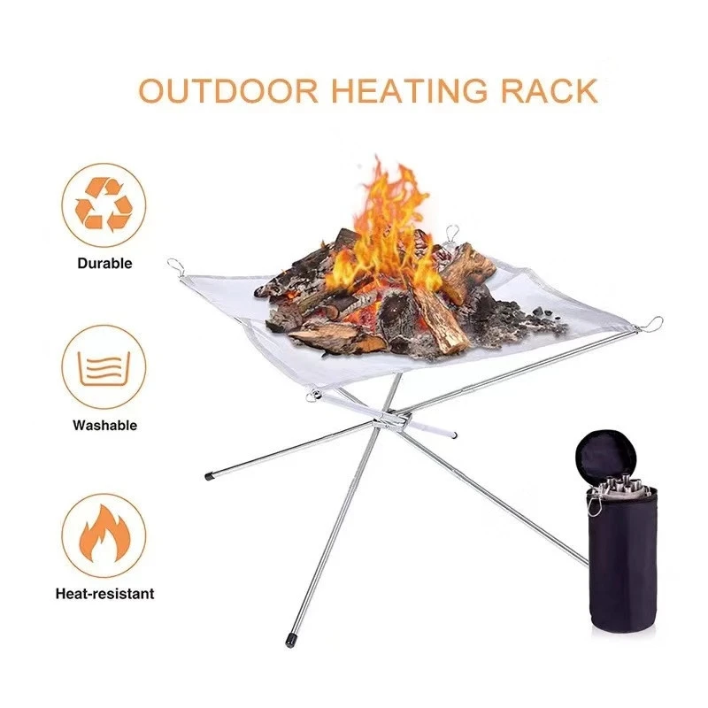 Folding Campfire Stand Portable Folding Fire Pit Portable Fire Pit Outdoor Metal Holder Metal Brackets,Medium Easy Install