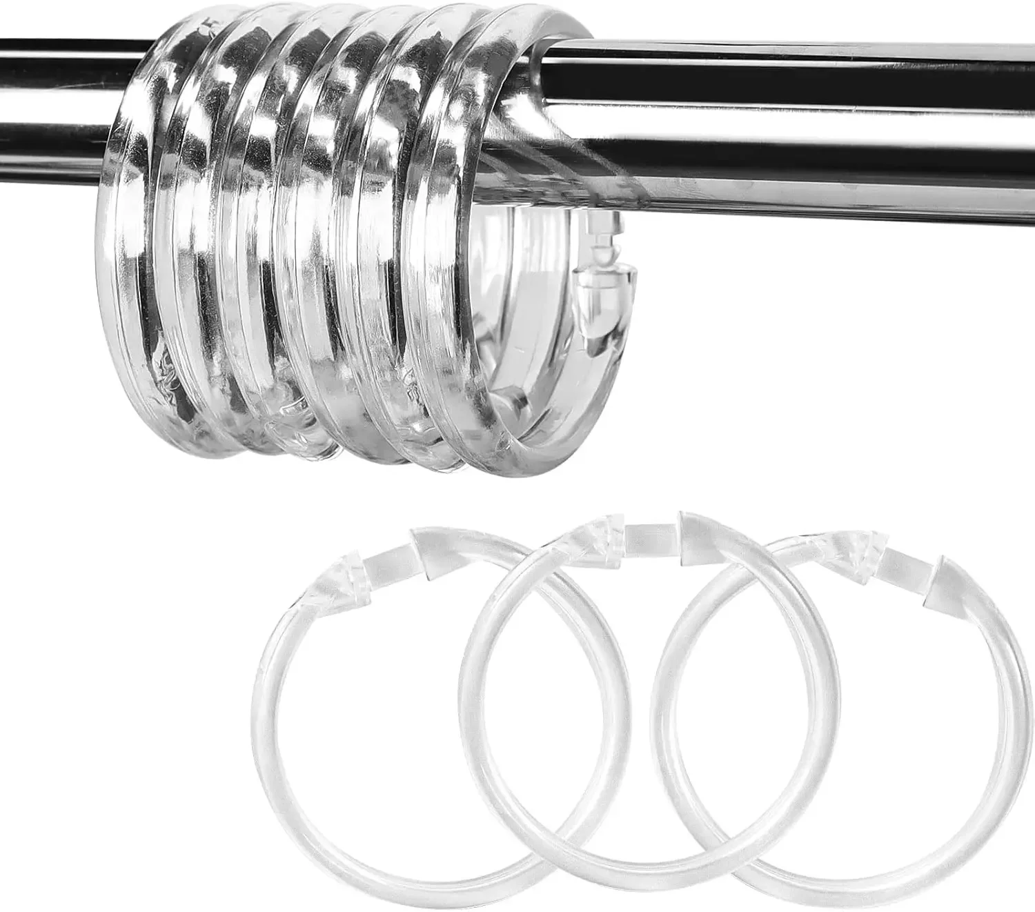 12pcs Circular Shower Curtain Rings, Bath Curtain Rings for Bathroom, Glide Easily on Bathroom Shower Rod Shower Hooks