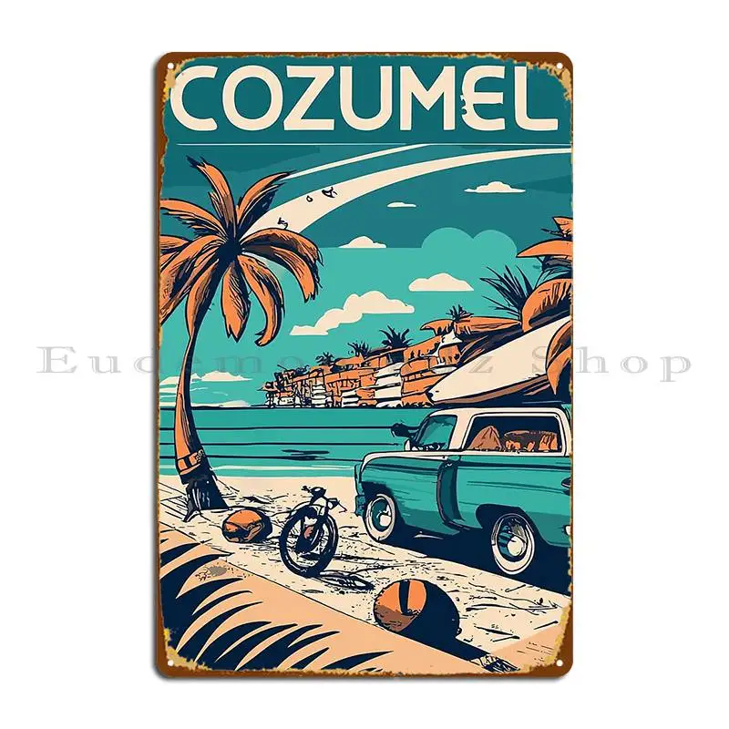 A Vintage Travel Art Of Cozumel Mexico Metal Signs Club Kitchen Create Decoration Printed Tin Sign Poster