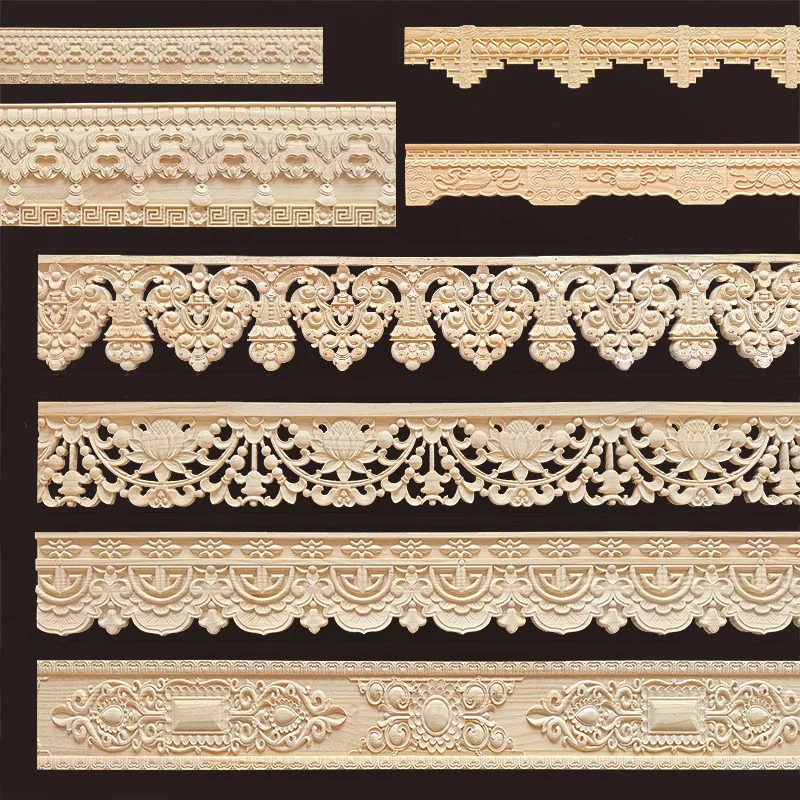 Decorative Wood Furniture Molding Carved Lines Corner Onlay Wood Applique for Decor Frame Cabinet Home Decor Figurines Wall Art