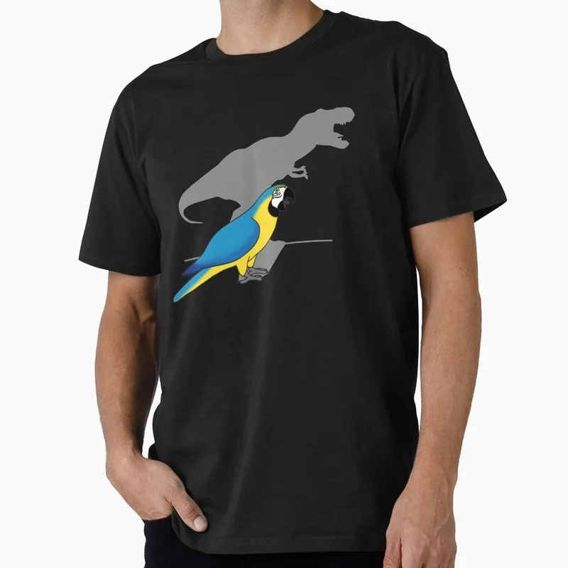 t-rex blue gold ara macaw Funny Cockatiel Gift T-shirt Birds T-Rex Shadow Graphic Clothes All Size Tops Unisex Tee S-6XL