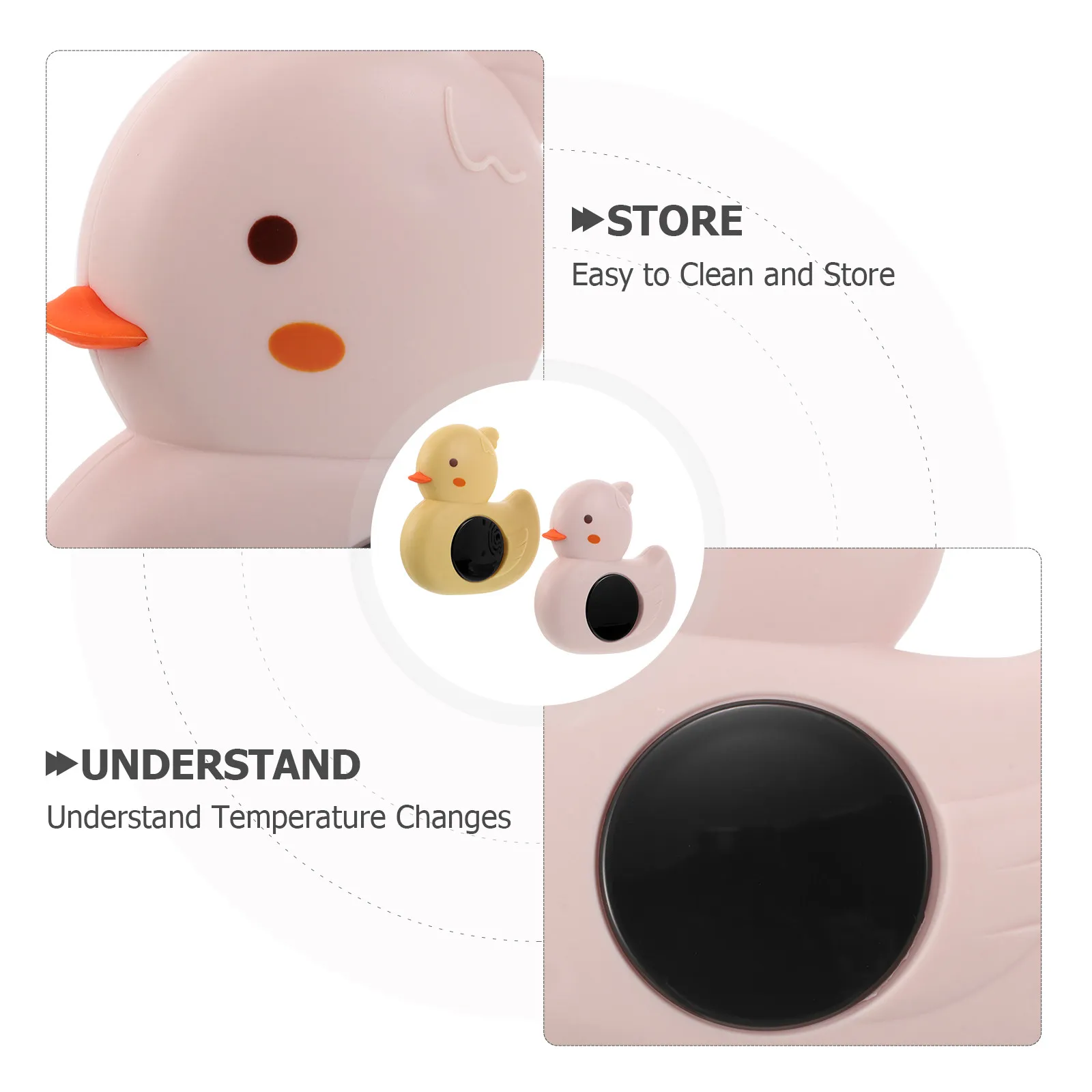 2Pcs Cartoon Duck Baby Water Thermometer Easy Clean Lightweight Bath Temperature Monitor for Infants Toddlers Bathing Pool Spa
