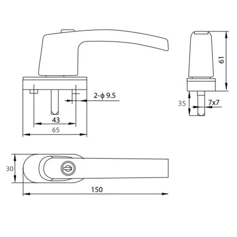 ABKL-8 Window Handles, Shaft Length 35 Mm, Lockable Window Handles In The Tilted, Child Safety Window Closed Window Lock