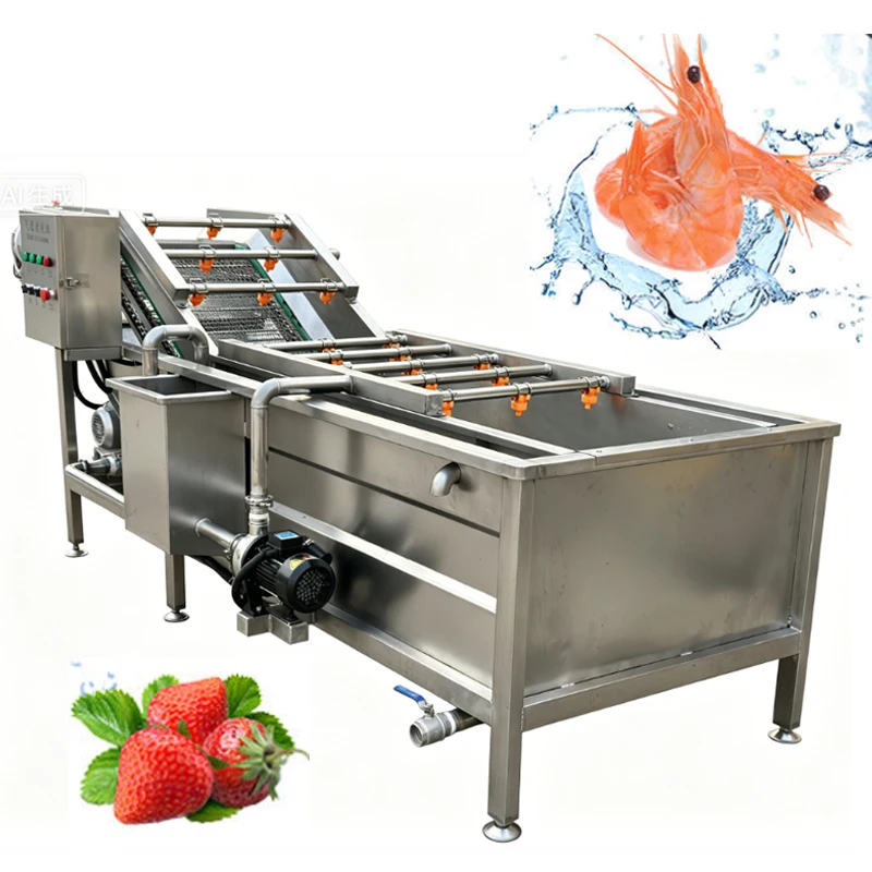 High Quality 304 Stainless Steel Bubble Washing Machine Automatic Vegetable Fruit Cleaner for Food Processing