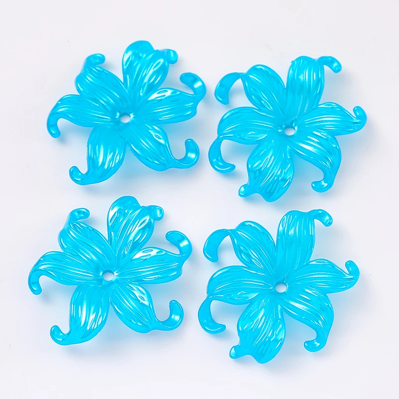 42x44mm 20pcs imitation pearl acrylic iris  flowers weaving petal flower holder hair accessory material ocean flower loose beads