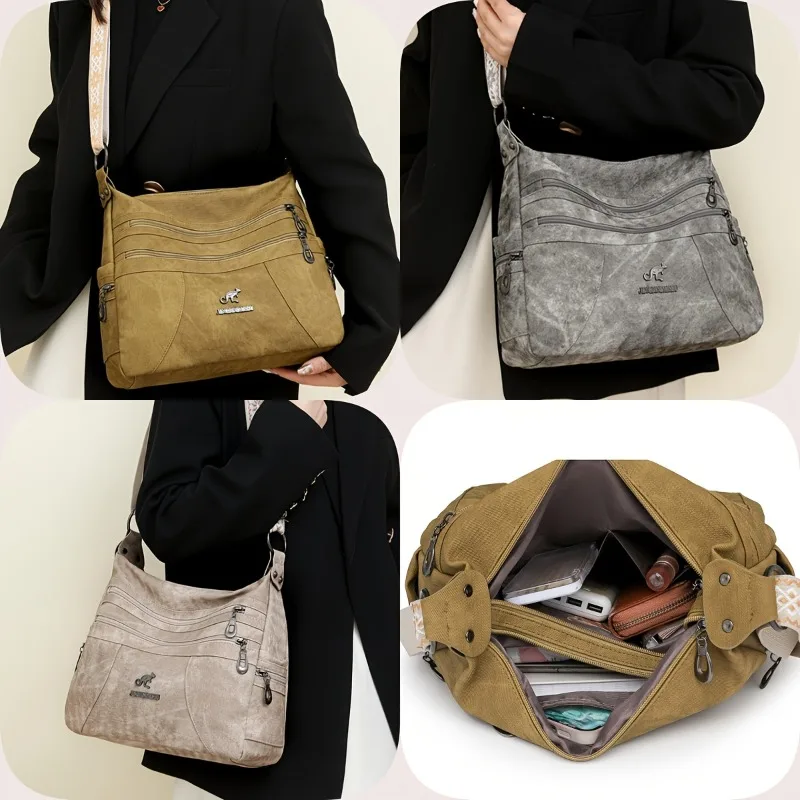 Fashion Denim Fabric Women's Crossbody Bags, Multi-layer Large Capacity Shoulder Bag, Suitable for Commuting Occasions image 6