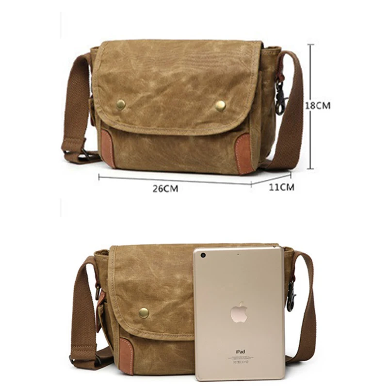 Waterproof Oil Waxed Canvas Bag For Men Retro Style Shoulder Bag For Women Casual Shopping Crossbody Phone Bag