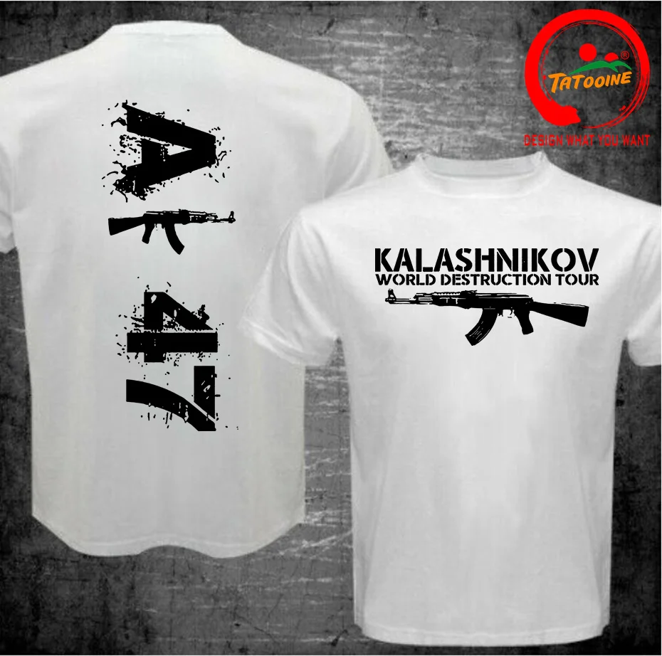 Man T-shirt Cotton Tee Shirt Brand Tops AK-47 KALASH Kalashnikov Cool Weapon T-shirt Black Man Summer T Shirt 4XL 5XL 6XL tshirt